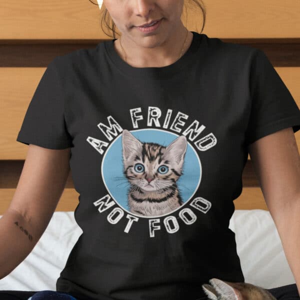 Cat lover - Am Friend Not Food - Black T-shirt